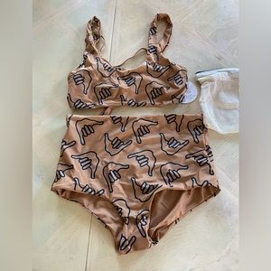 OF ONE SEA Tan Shaka bathing suit set